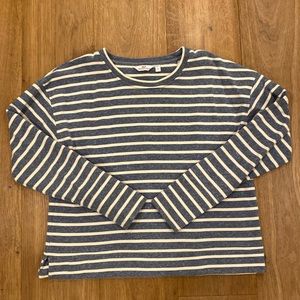 Navy blue and white striped crew neck sweatshirt never worn with no tags